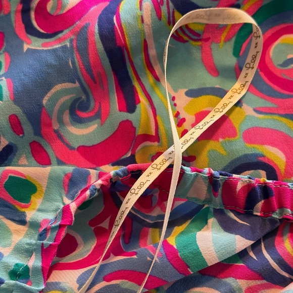 Lilly Pulitzer Fifer Silk One Shoulder Top Size Large Psychedelic Sunshine multi - Picture 7 of 10